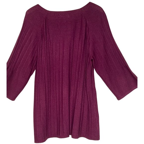 Avenue Womens Plus Size Ribbed Knit 3/4 Sleeve Tunic Sweater Purple 22/24 - Picture 2 of 12